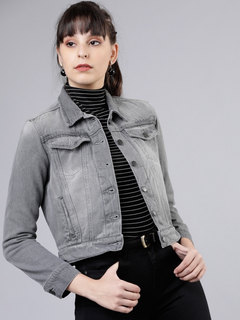 

Tokyo Talkies Women Grey Washed Denim Jacket