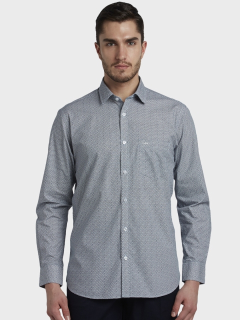 

ColorPlus Men Grey & Blue Tailored Fit Printed Casual Shirt