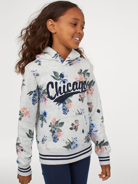 

H&M Girls Grey Hooded top with a motif