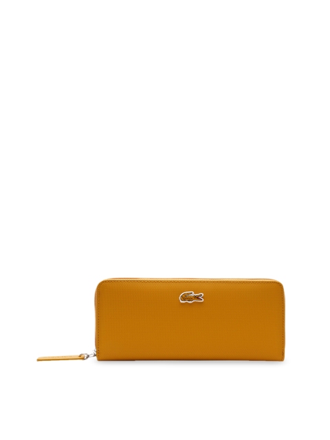 

Lacoste Women Yellow Textured Zip Around Wallet