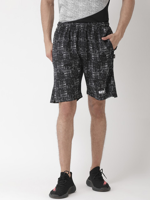 

USI UNIVERSAL Men Black Printed Regular Fit Sports Shorts