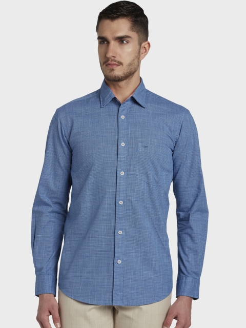 

ColorPlus Men Blue Tailored Fit Self Design Casual Shirt