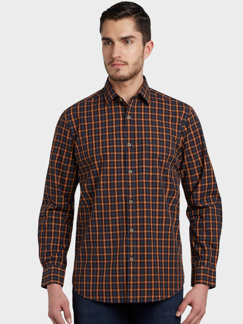 

ColorPlus Men Grey Tailored Fit Checked Casual Shirt