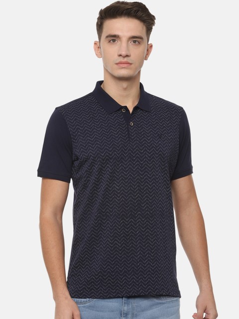 

Allen Solly Men Navy Blue Printed Polo Collar T-shirt