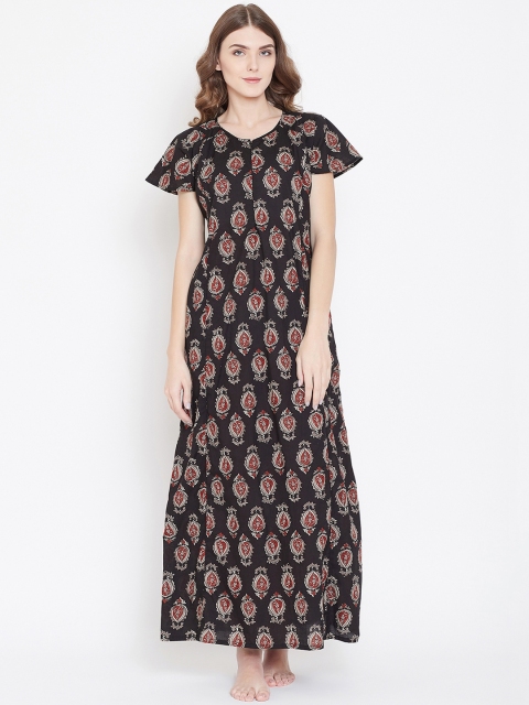 

The Kaftan Company Black & Maroon Printed Nightdress NT_CO_BIANCA19