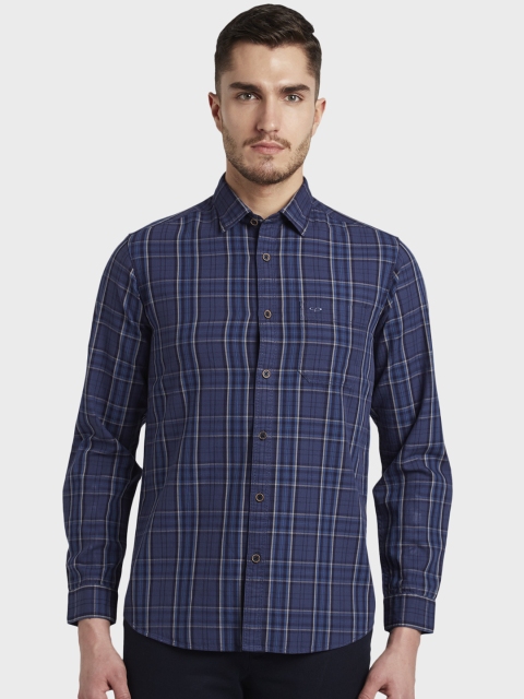

ColorPlus Men Blue Regular Fit Checked Casual Shirt