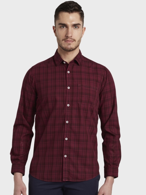 

ColorPlus Men Maroon & Black Regular Fit Checked Casual Shirt