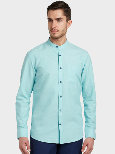 

ColorPlus Men Blue Tailored Fit Solid Casual Shirt