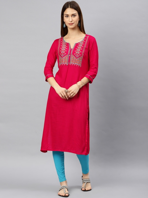 

Alena Women Fuchsia Yoke Design Straight Kurta