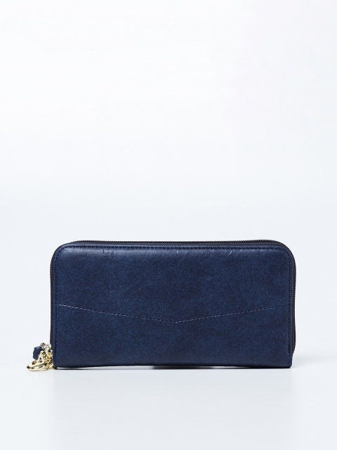 

Ginger by Lifestyle Women Navy Blue Textured Zip Around Wallet