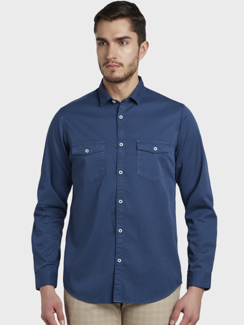 

ColorPlus Men Blue Regular Fit Solid Casual Shirt