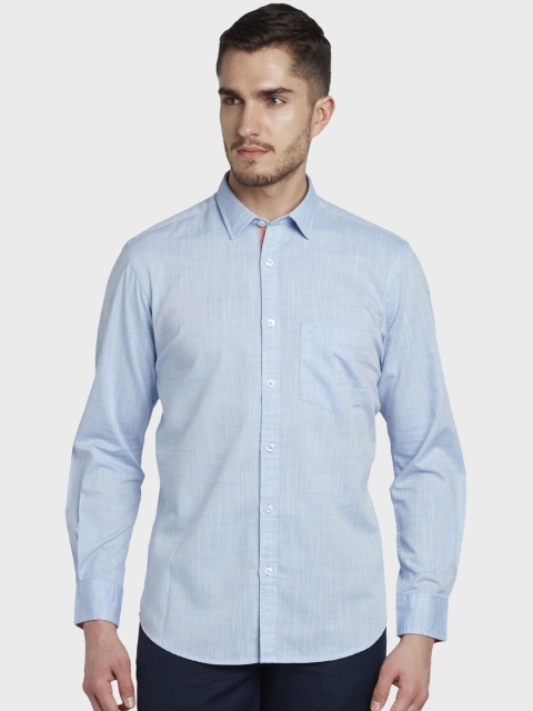 

ColorPlus Men Blue Tailored Fit Self Design Casual Shirt