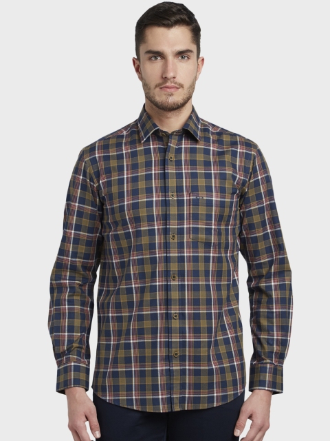 

ColorPlus Men Blue & Yellow Tailored Fit Checked Casual Shirt