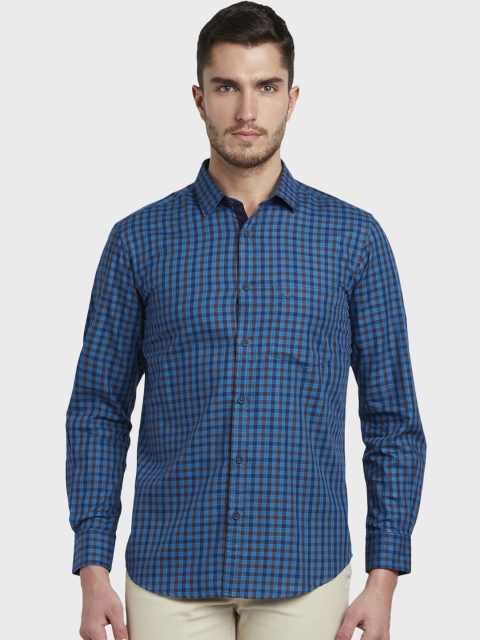 

ColorPlus Men Blue & Maroon Tailored Fit Checked Casual Shirt