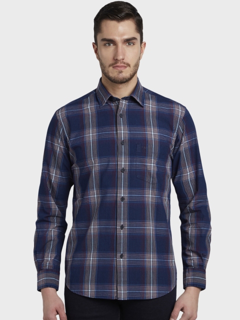 

ColorPlus Men Blue & White Tailored Fit Checked Casual Shirt