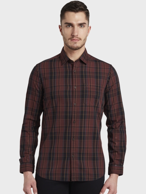 

ColorPlus Men Brown & Blue Regular Fit Checked Casual Shirt