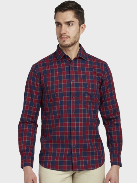 

ColorPlus Men Red & Blue Tailored Fit Checked Casual Shirt