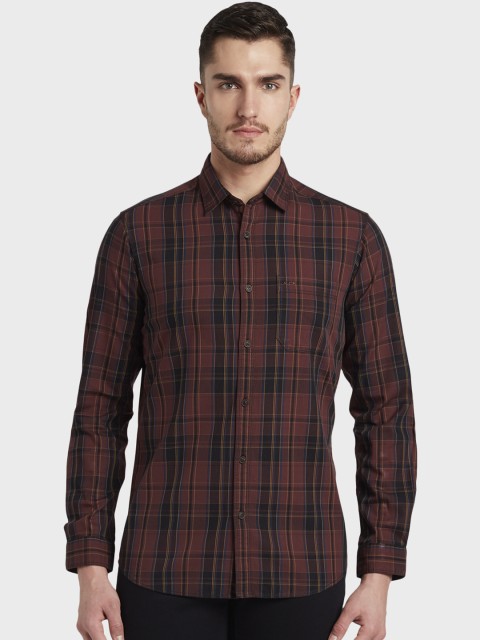 

ColorPlus Men Brown & Blue Regular Fit Checked Casual Shirt
