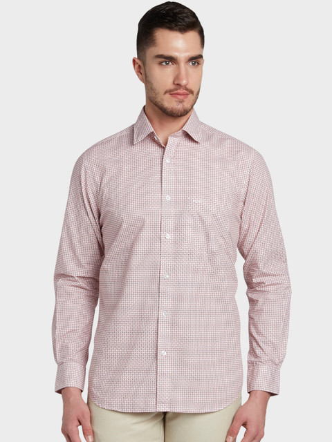 

ColorPlus Men Red & White Tailored Fit Printed Casual Shirt