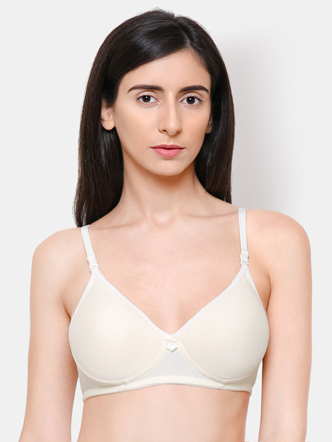 

College Girl Off-White Solid Non-Wired Heavily Padded Push-Up Bra