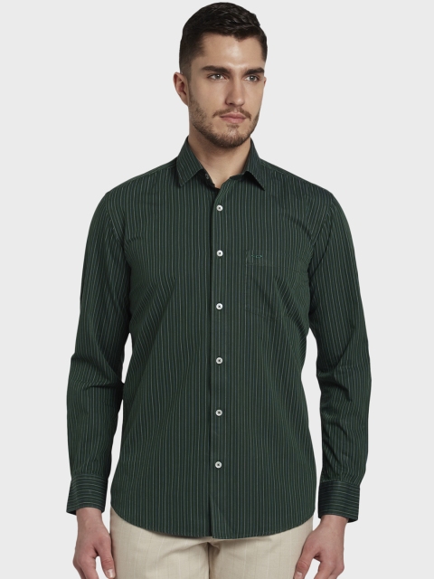 

ColorPlus Men Green Tailored Fit Striped Casual Shirt