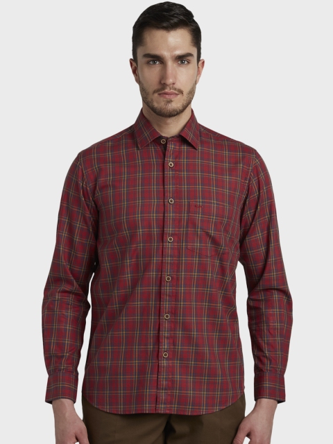 

ColorPlus Men Red & Blue Tailored Fit Checked Casual Shirt