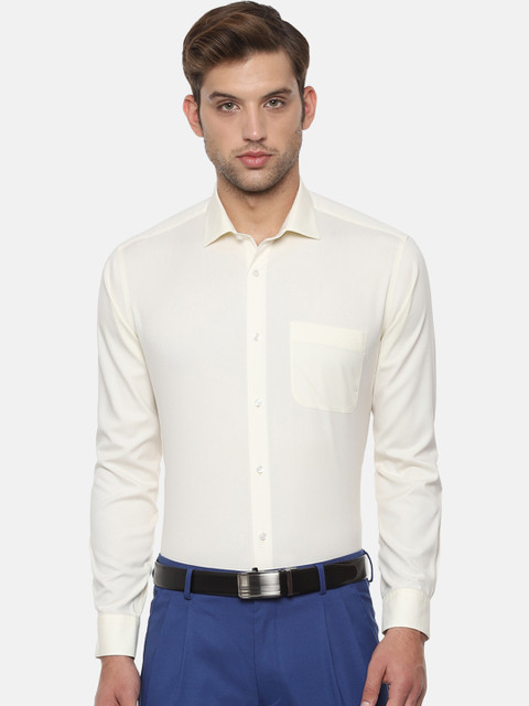 

Van Heusen Men Cream-Coloured Regular Fit Solid Formal Shirt