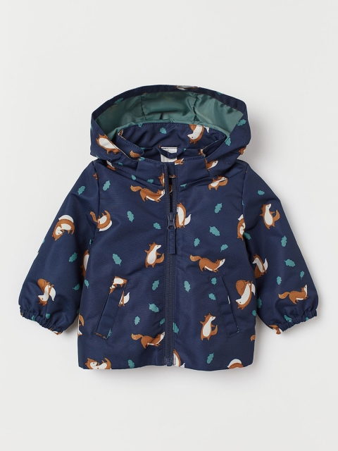 

H&M Kids Navy Blue Printed Water-Repellent Jacket