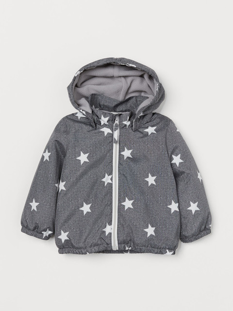 

H&M Kids Grey and White Printed Fleece-lined Jacket