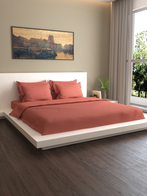 

MARK HOME Rust-Coloured Solid 400TC Bedding Set With Duvet Cover