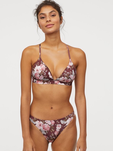 

H&M Women Maroon Floral Print Cheeky Bikini Bottoms