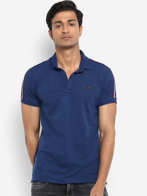 

Mufti Men Blue Solid Polo Collar Pure Cotton T-shirt