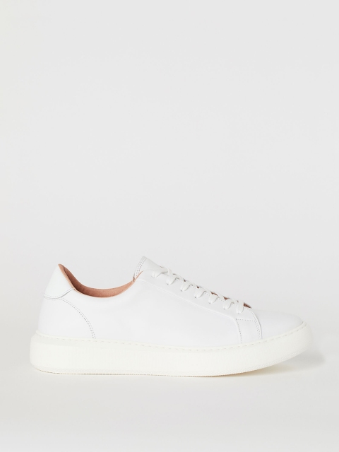 

H&M Men White Solid Leather Trainers