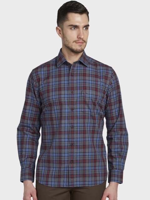 

ColorPlus Men Grey & Blue Tailored Fit Checked Casual Shirt