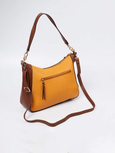 

CODE by Lifestyle Mustard & Brown Colourblocked Shoulder Bag
