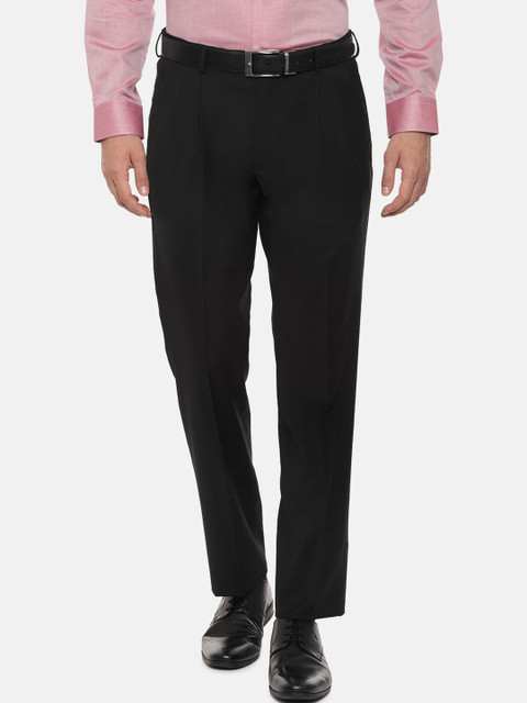 

Louis Philippe Men Black Regular Fit Solid Formal Trousers