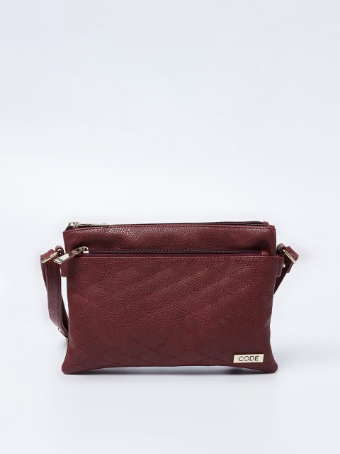 

CODE by Lifestyle Burgundy Self Design Sling Bag
