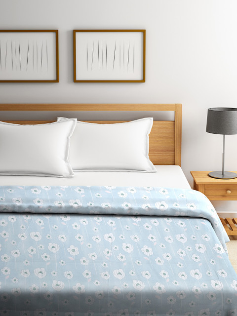 

Trident Blue & White Floral Print Reversible Mild Winter 90 GSM Double Bed Dohar