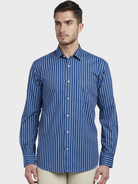 

ColorPlus Men Blue & Off-White Tailored Fit Striped Casual Shirt