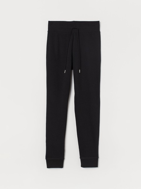 

H&M Women Black Solid Cotton-Blend Joggers