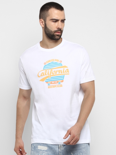 

Red Tape Men White Printed Round Neck T-shirt