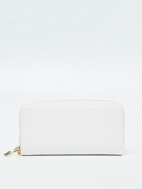 

Ginger by Lifestyle Women White Solid Zip Around Wallet