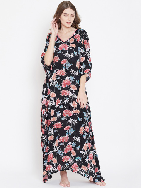 

The Kaftan Company Black & Peach-Coloured Printed Kaftan Nightdress LW_VS_ASTRID37