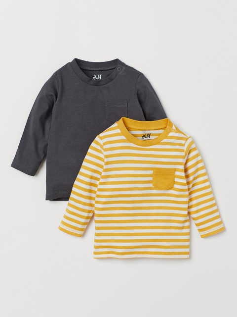 

H&M Kids 2-Pack Long-sleeve Jersey Tops, Yellow