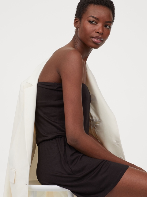 

H&M Women Black Solid Jersey Playsuit