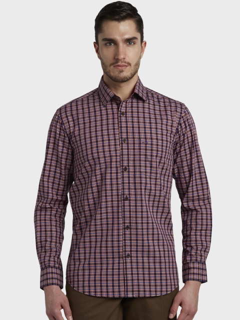 

ColorPlus Men Purple & Orange Tailored Fit Checked Casual Shirt