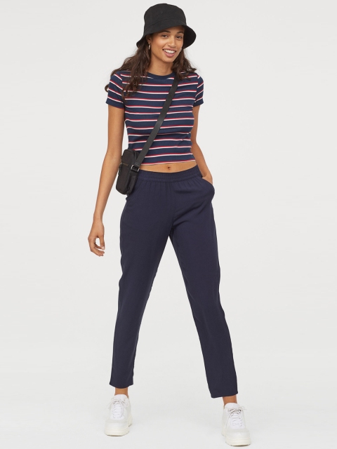 

H&M Women Blue Elasticated Viscose Trousers