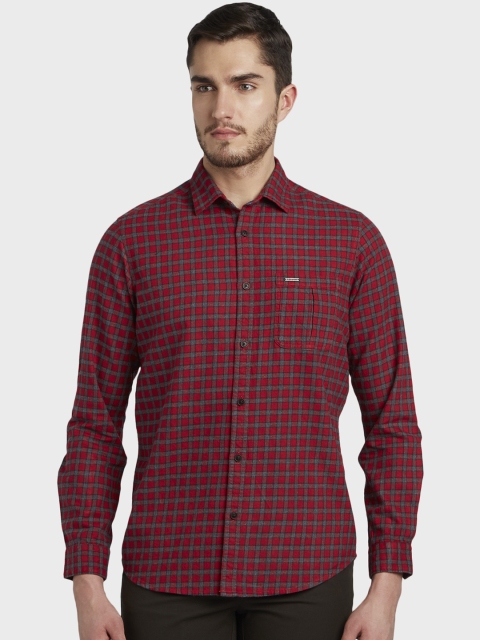 

ColorPlus Men Red & Grey Regular Fit Checked Casual Shirt