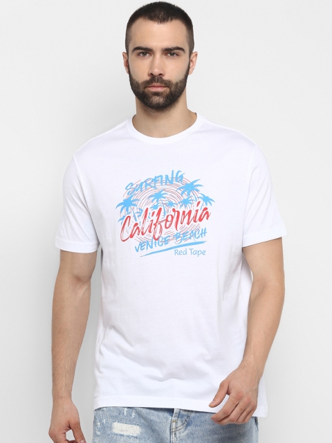 

Red Tape Men White Printed Round Neck T-shirt