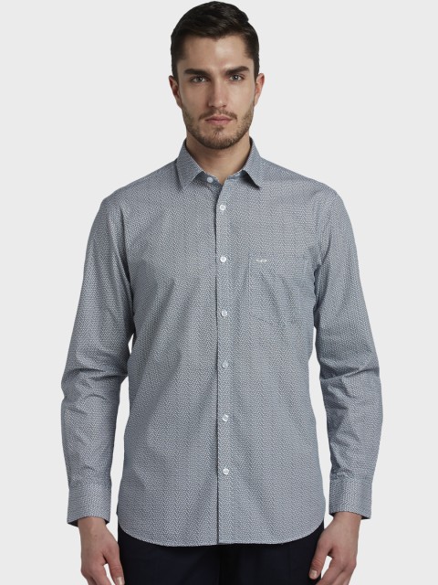 

ColorPlus Men Grey & Navy Blue Tailored Fit Printed Casual Shirt